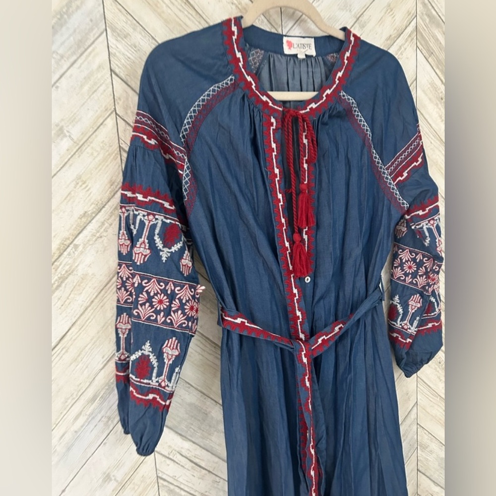 L’Atiste embroidered chambray maxi dress - Picture 4 of 12